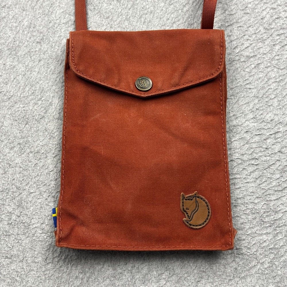 Fjallraven Pocket Bag Red Orange Crossbody G-1000 Canvas Snap Travel Pouch 24221